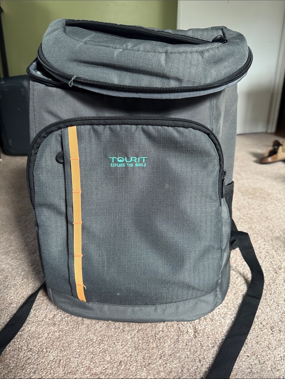 Gray Backpack with Orange Accent for Men